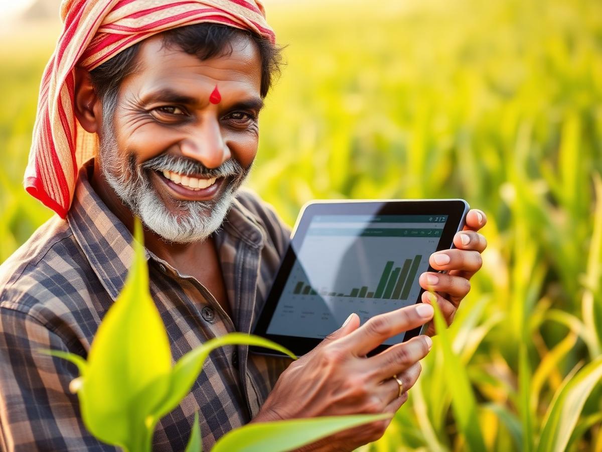 Farmer using AgriDrishti dashboard
