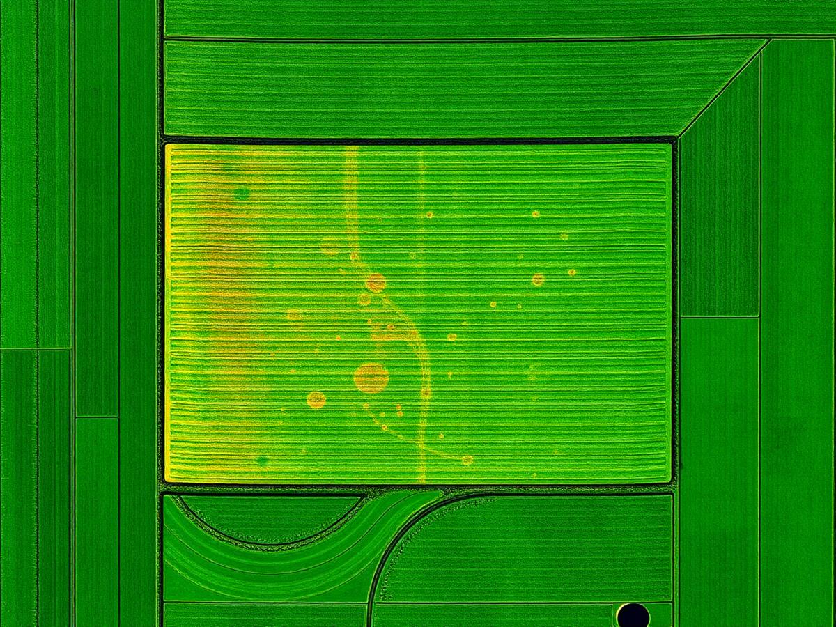 NDVI map of farm field showing healthy and stressed zones